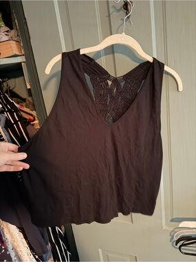 FP Movement by Free People Black Crochet-Back Tank
